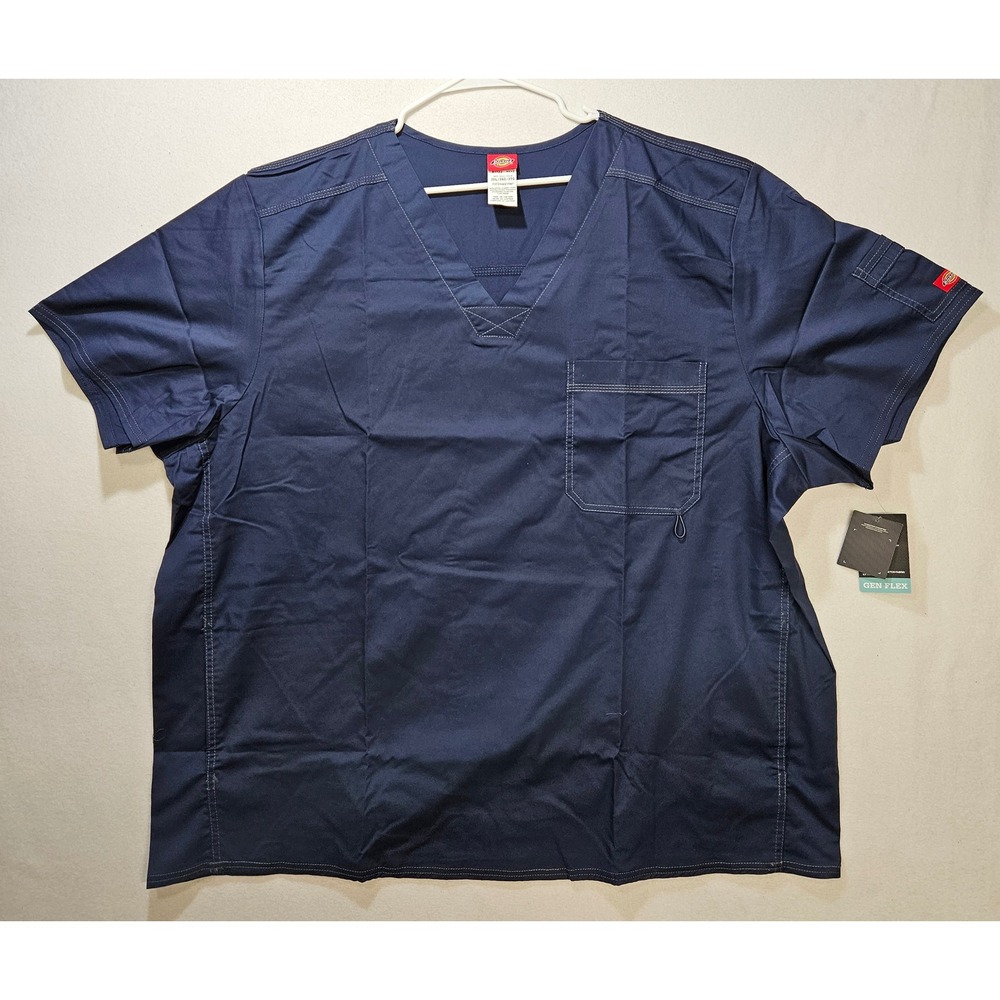 Dickies Men's Generation Flex Utility Scrubs Shirt, 81722, Navy Blue, 3XL, NWT